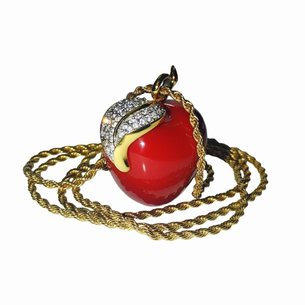 Red Apple Pendant Necklace Vintage Kenneth Jay La… - image 8